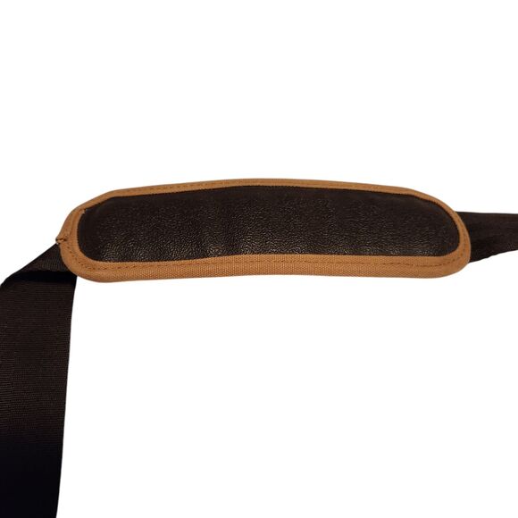 Eddie Bauer Canvas Messenger Travel Bag Tan w/ Brown Trim Adjustable Strap - Picture 9 of 12